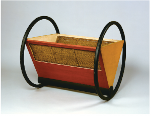 A 1922 cradle from the Museum of Modern Art's "Bauhaus 1919-1933: Workshops for Modernity." Would you put your kid to sleep in this? (Photograph courtesy of MoMA.)